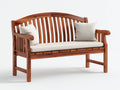 Bancos de jardín de madera maciza 150x60x95 cm - marrón-crema - respaldo curvo con cojín