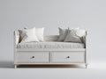 Sofás cama de madera MDF 205x96x92 cm blanco envejecido para dormitorio con 2 cajones estilo clásico