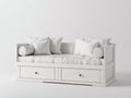 Sofás cama de madera 210 x 100 x 88 cm - blanco gris claro y negro - diseño clásico con 2 cajones