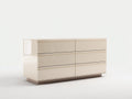 Cómodas lacadas 160 x 45 x 80 cm - beige brillante y madera natural - diseño moderno con 6 cajones
