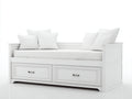 Sofás cama de madera 210 x 98 x 88 cm - blanco y metal oscuro - diseño clásico con 2 cajones