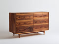 Cómodas de madera 150 x 45 x 82 cm - marrón nogal - diseño retro con 6 cajones