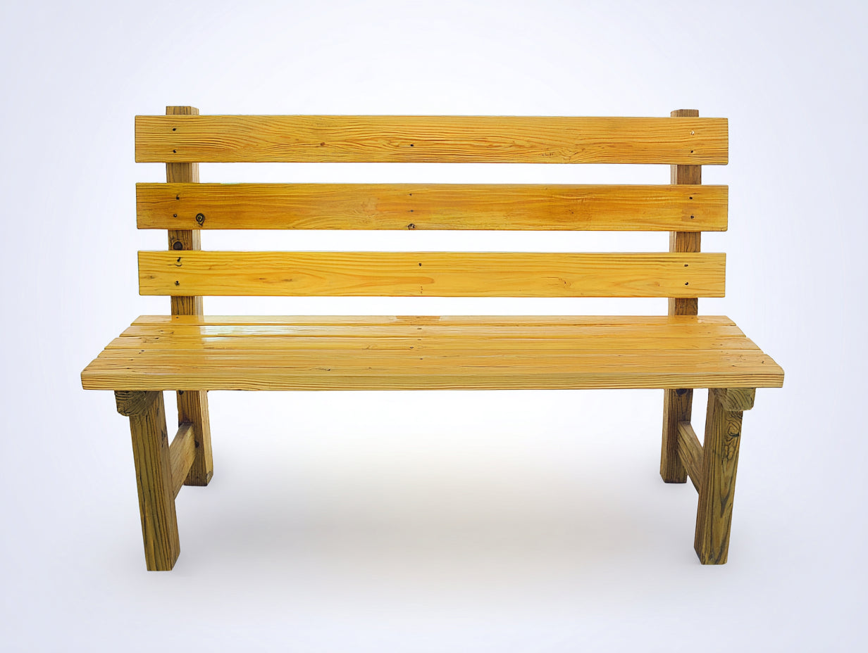 Bancos de jardín de madera maciza 150x58x90 cm - natural - respaldo de listones