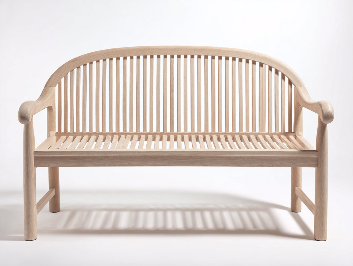 Bancos de jardín de madera maciza 160x62x89 cm - madera natural - respaldo curvo con listones