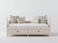 Sofás cama de madera con 2 cajones 212x96x90 cm blanco lavado para dormitorio estilo rústico