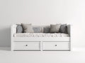 Sofás cama de madera MDF 203x98x91 cm blanco para dormitorio con 2 cajones estilo clásico