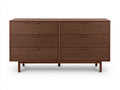 Cómodas de madera con 6 cajones 150x43x82 cm marrón nogal para dormitorio diseño moderno