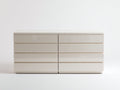 Cómodas de 8 cajones en MDF lacado 160x45x76 cm blanco crema para dormitorio estilo moderno
