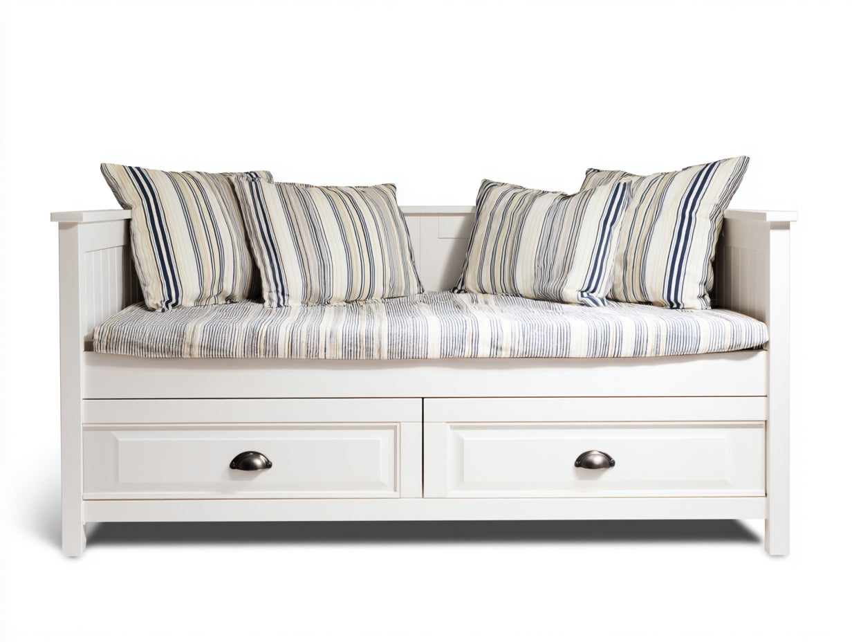 Sofás cama de madera manufacturada 198x88x82 cm - blanco-azul-negro - 2 cajones