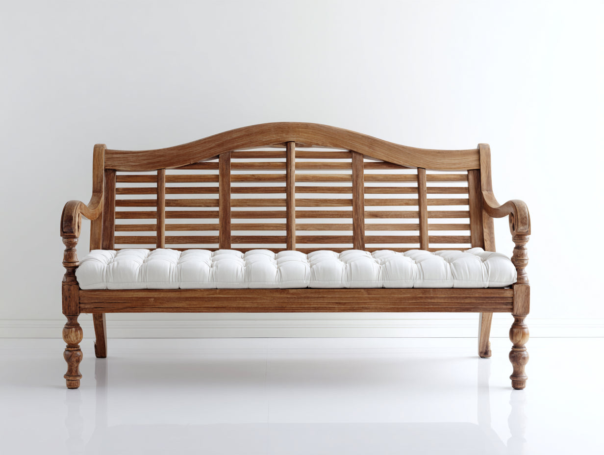 Bancos de jardín de madera 160x63x102 cm marrón natural para exterior con respaldo curvo estilo clásico
