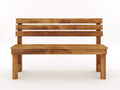 Bancos de jardín de madera 150x58x90 cm marrón natural para exterior con respaldo de listones estilo sencillo