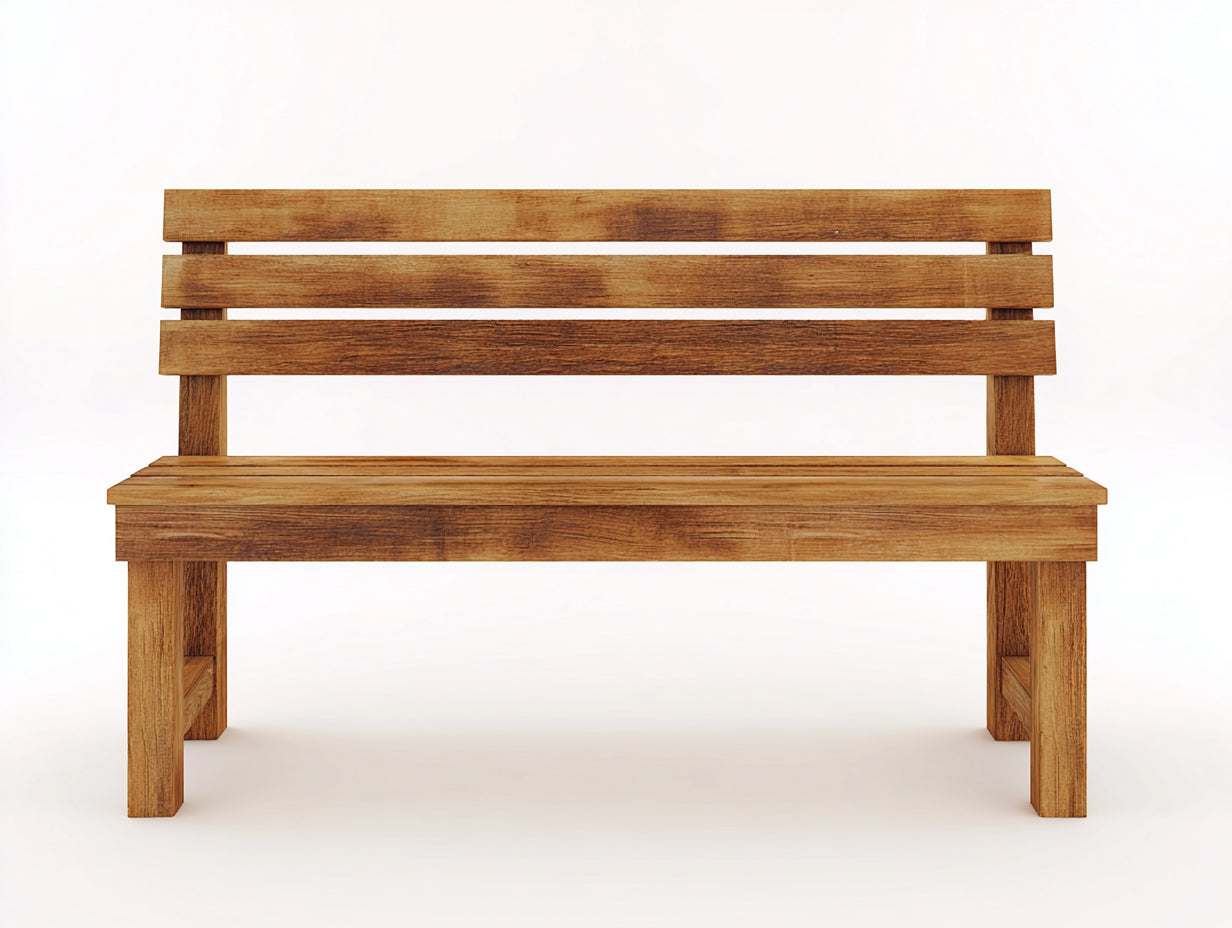 Bancos de jardín de madera 150x58x90 cm marrón natural para exterior con respaldo de listones estilo sencillo