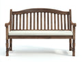 Bancos de jardín de madera 130 x 60 x 92 cm - marrón oscuro y beige - respaldo curvo con cojín