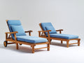 Tumbonas de madera 195x72x92 cm - natural-azul claro - conjunto de 2 con respaldo reclinable