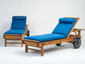 Tumbonas de madera maciza 198x70x82 cm - madera natural-azul - respaldo reclinable con ruedas