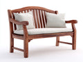 Bancos de jardín de madera 150x62x96 cm marrón rojizo para exterior con respaldo curvo estilo clásico