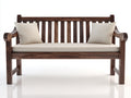 Bancos de jardín de madera maciza 150x60x90 cm - marrón oscuro-crema - respaldo de listones con cojín