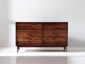 Cómodas de madera manufacturada 150x45x75 cm - marrón nogal - 6 cajones