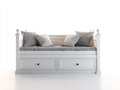 Sofás cama de madera 205 x 95 x 90 cm - blanco y gris - diseño clásico con 2 cajones