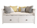 Sofás cama de madera con 2 cajones 205x95x88 cm blanco para dormitorio diseño clásico