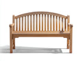 Bancos de jardín de madera 150x62x95 cm marrón natural para exterior con respaldo curvo estilo clásico