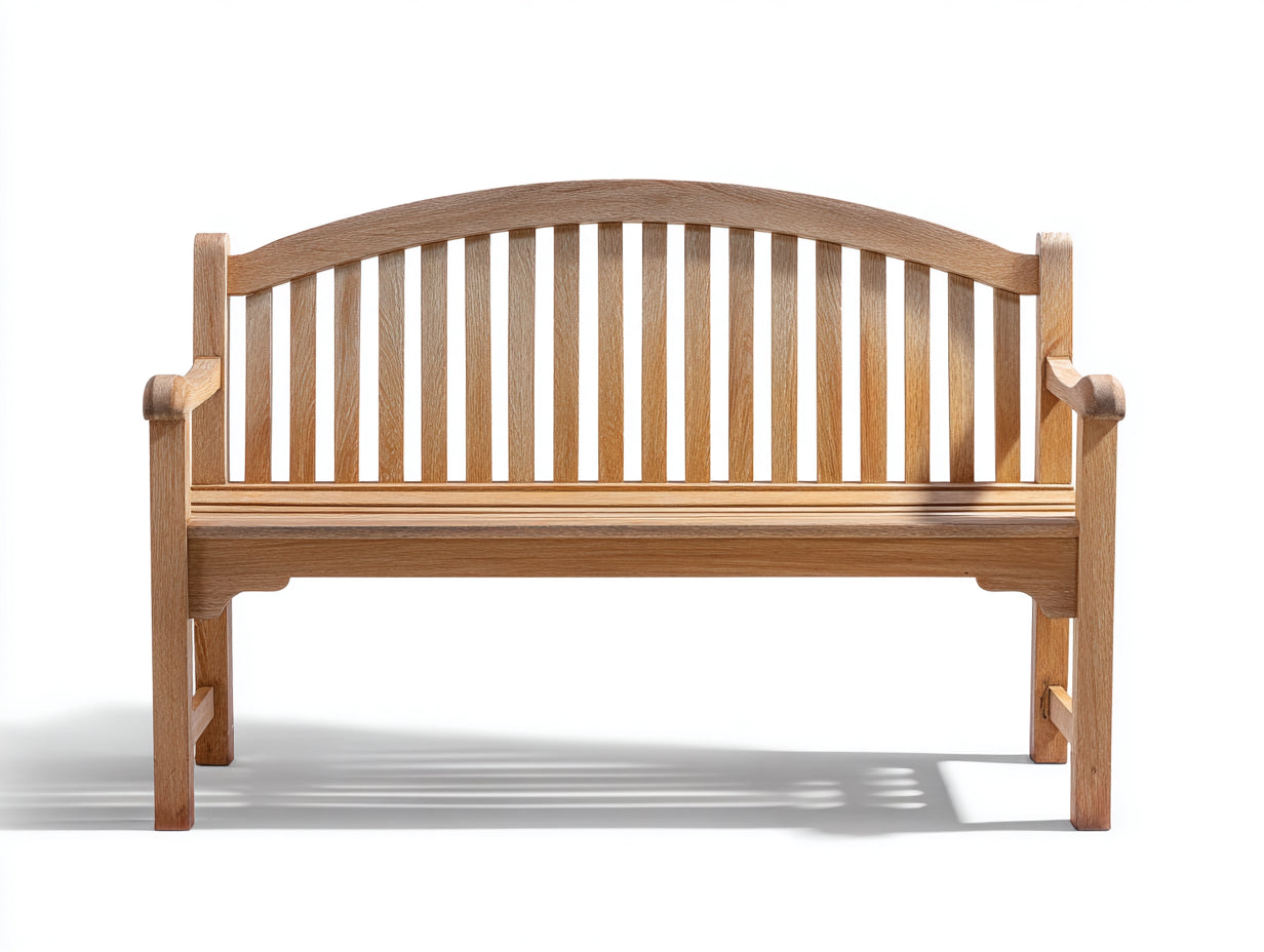 Bancos de jardín de madera 150x62x95 cm marrón natural para exterior con respaldo curvo estilo clásico