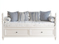 Sofás cama de madera MDF 208x100x96 cm blanco para dormitorio con 2 cajones estilo clásico