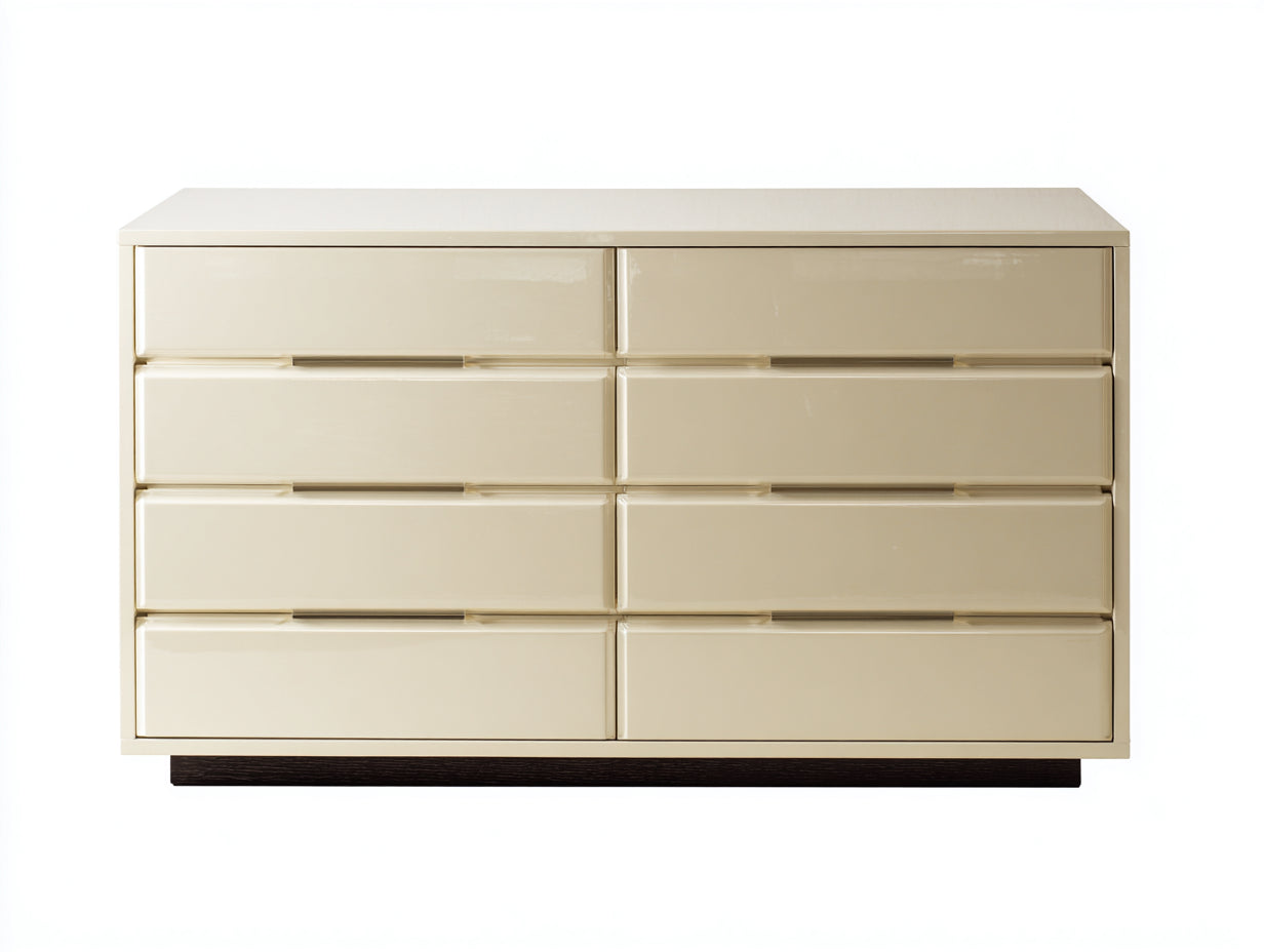 Cómodas con 8 cajones 145x42x80 cm crema para dormitorio diseño contemporáneo
