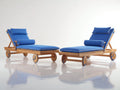 Tumbonas de madera 200x74x92 cm azul y marrón natural para exterior con ruedas estilo clásico